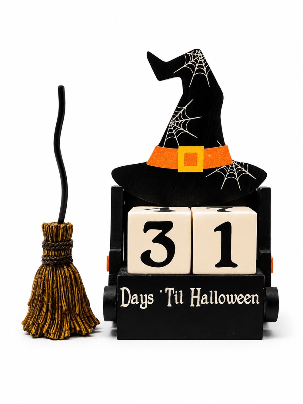 Halloween Witch Hat Countdown Calendar - Black and Orange